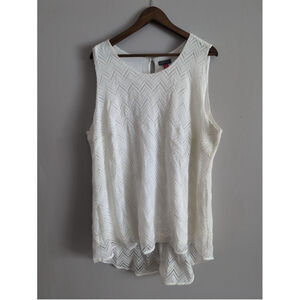 Vince Camuto White Lace up Blouse High Low Hem Flowy Women's Sz 3X Fairy Beachy